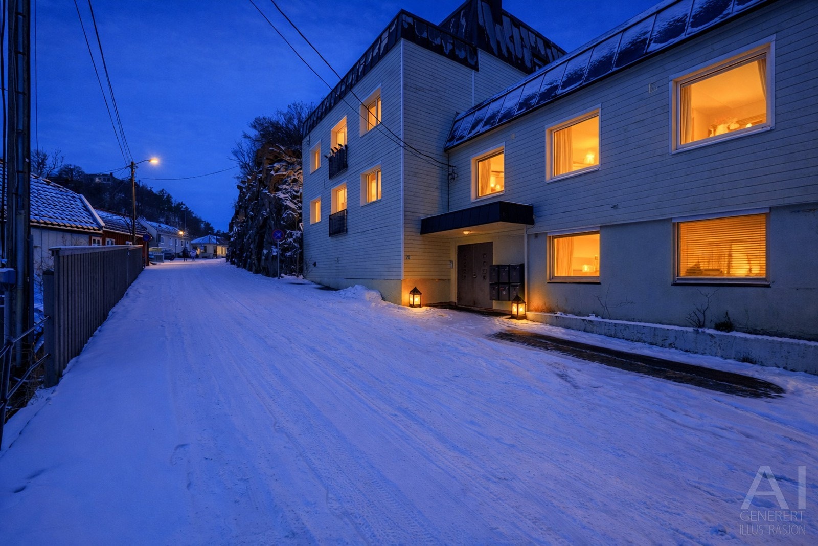 Leiligheten ligger stille og rolig til i øvre del av sentrum uten gjennomgangstrafikk Galleribilde