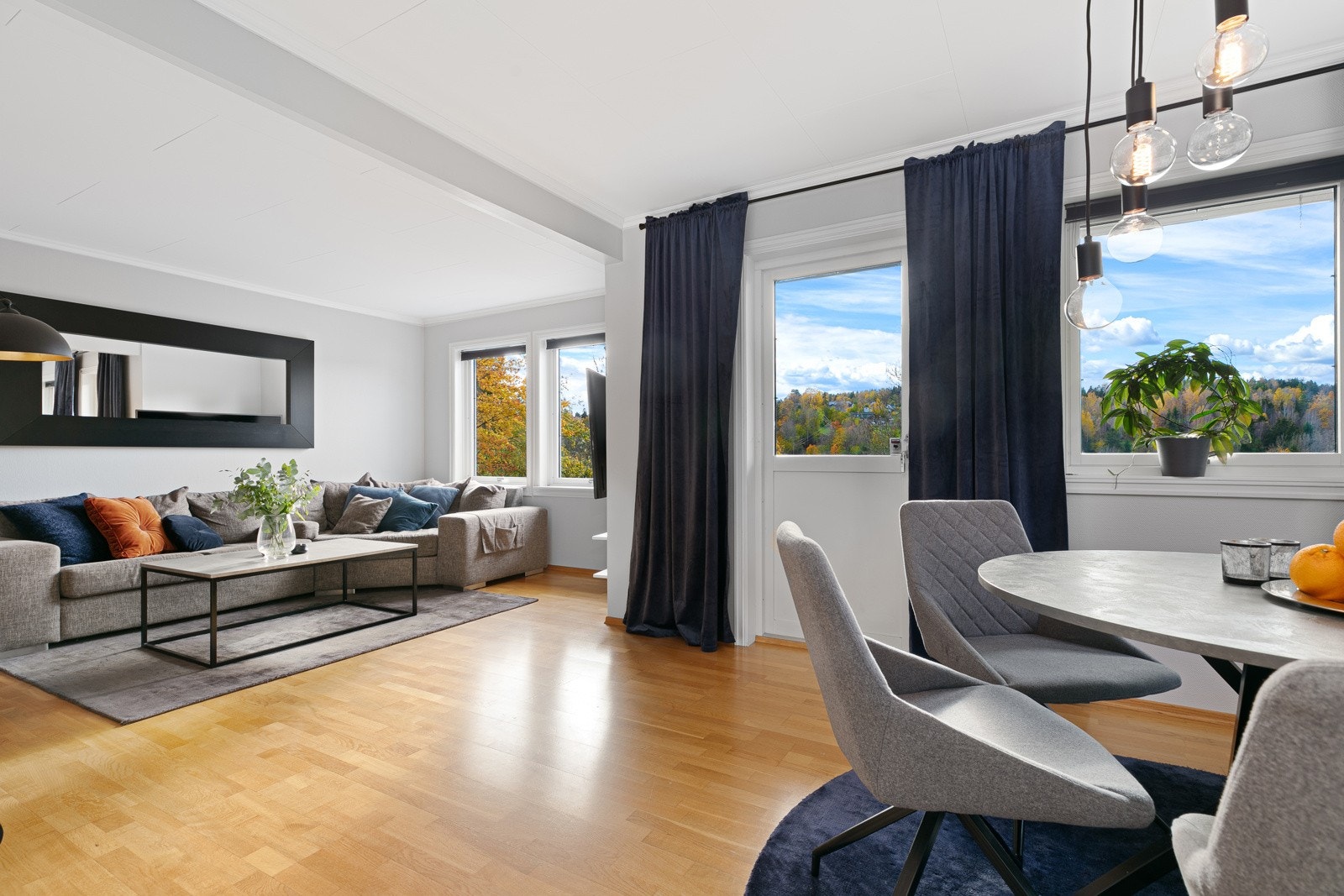 Romslig stue med flere møbleringsmuligheter Galleribilde