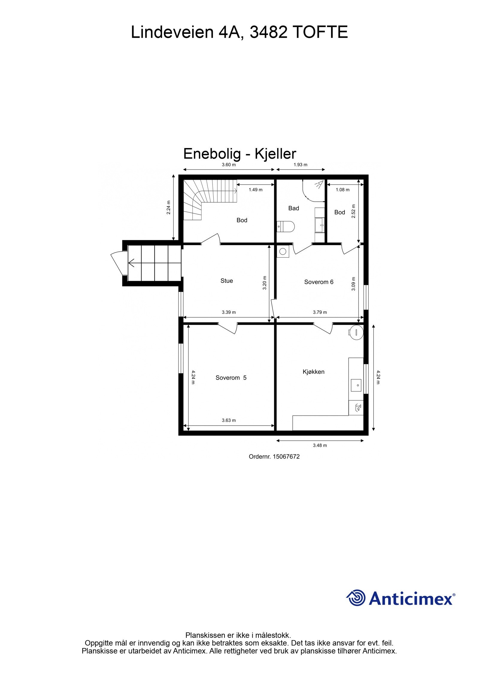 Plantegning kjeller (hybel) Galleribilde