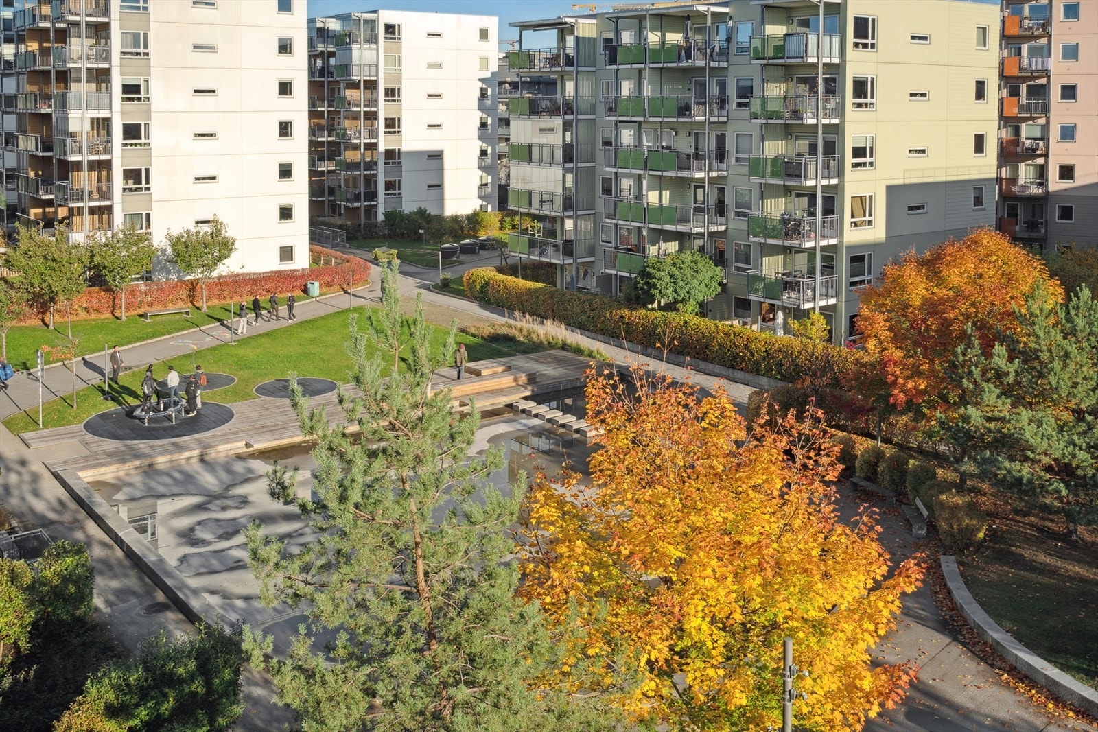 Utsikt over fellesområdene fra leiligheten. Galleribilde