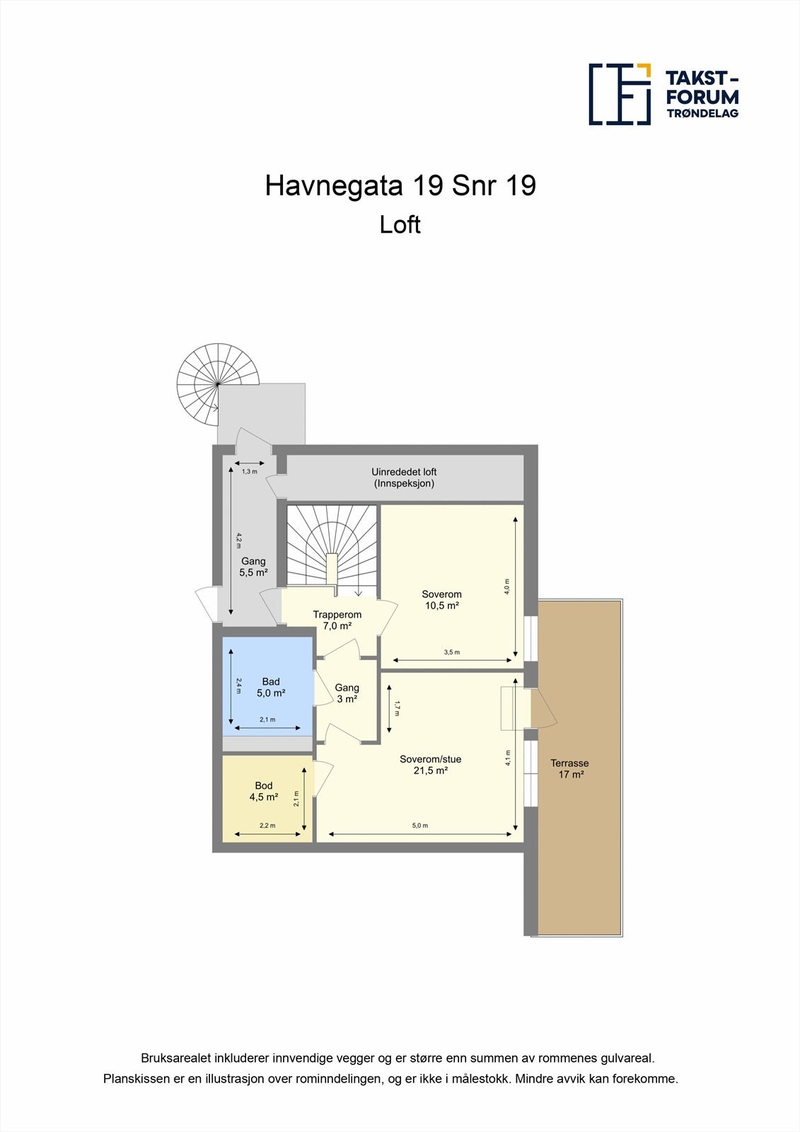 Skissert plantegning loft. Galleribilde