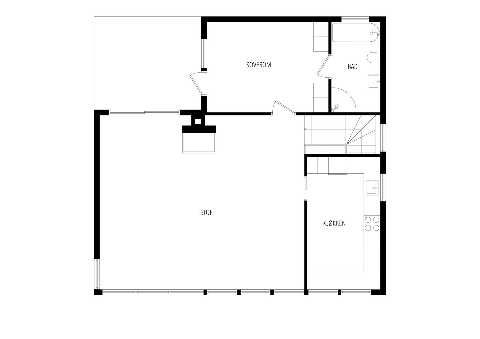 Plantegning første etasje. Galleribilde