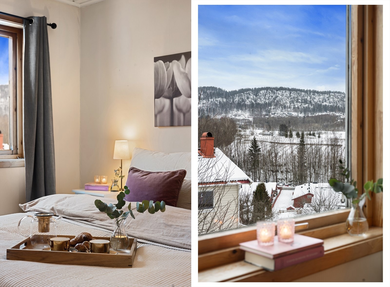 Fra soverommet har man utsikt over det landlige uteområdet. Galleribilde