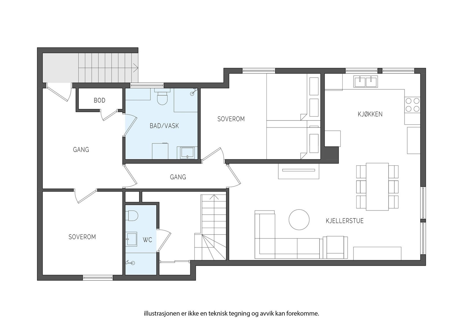 Plantegning kjeller. Galleribilde