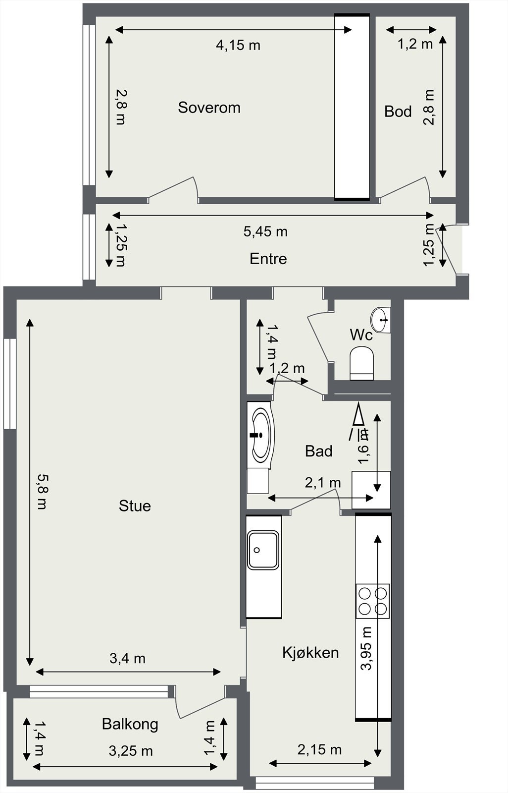 Plantegning med mål Galleribilde