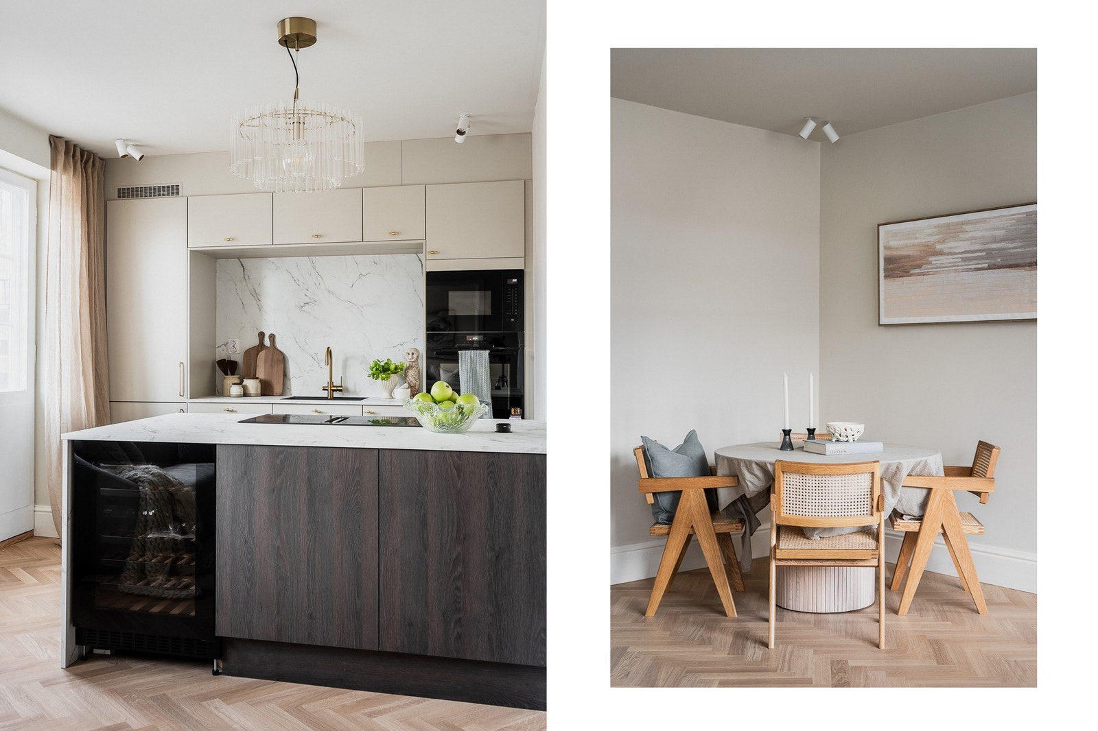 Kjøkkenet kombinerer rene linjer med funksjonelle løsninger med blant annet integrert ventilator i platetoppen. Galleribilde