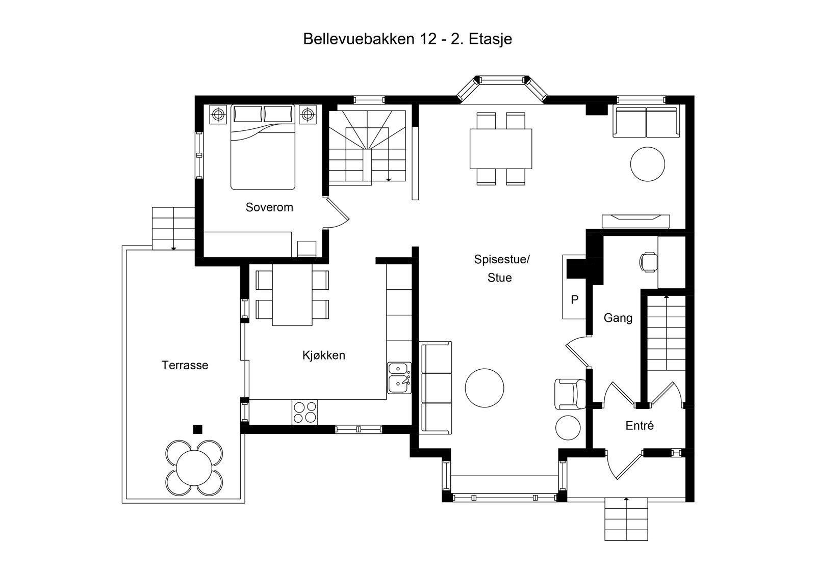 Plantegning andre plan. Bildene som følger er eksklusivt fra denne etasjen Galleribilde