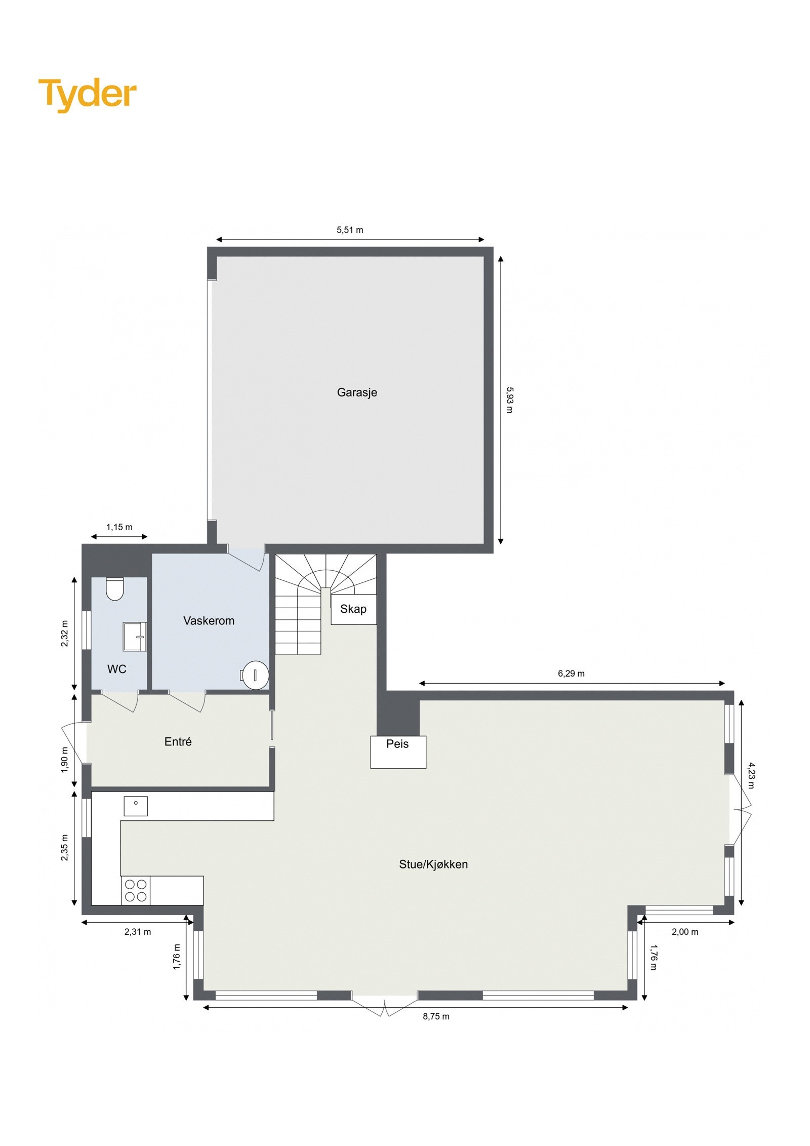 Floorplan letterhead - Margretesvei 17 - 1. Etasje - 2D Floor Plan Galleribilde