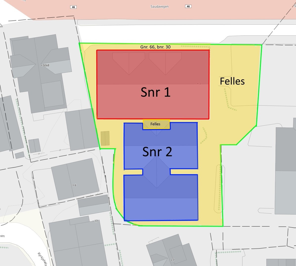 Situasjonsplan seksjonert Galleribilde