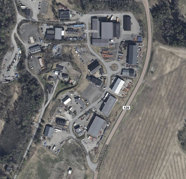 Oversikt over Hellen Industriomårde Galleribilde