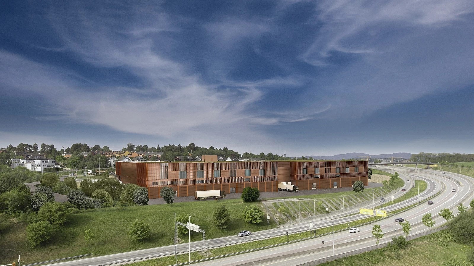 Illustrasjon av prosjektet som viser bygger trinn 1 og 2 mot E6. Galleribilde