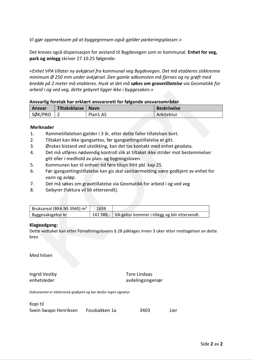 Godkjent rammesøknad Galleribilde