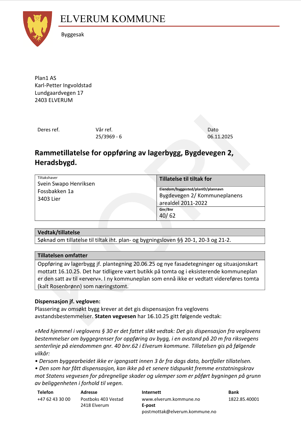 Godkjent rammesøknad Galleribilde