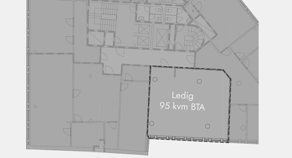 Plantegning 4. etasje - ledig kontorlokale på 95 kvm BTA Galleribilde