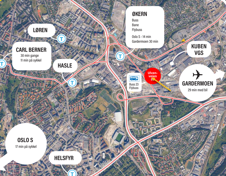 Beliggenhet merket på kart Galleribilde