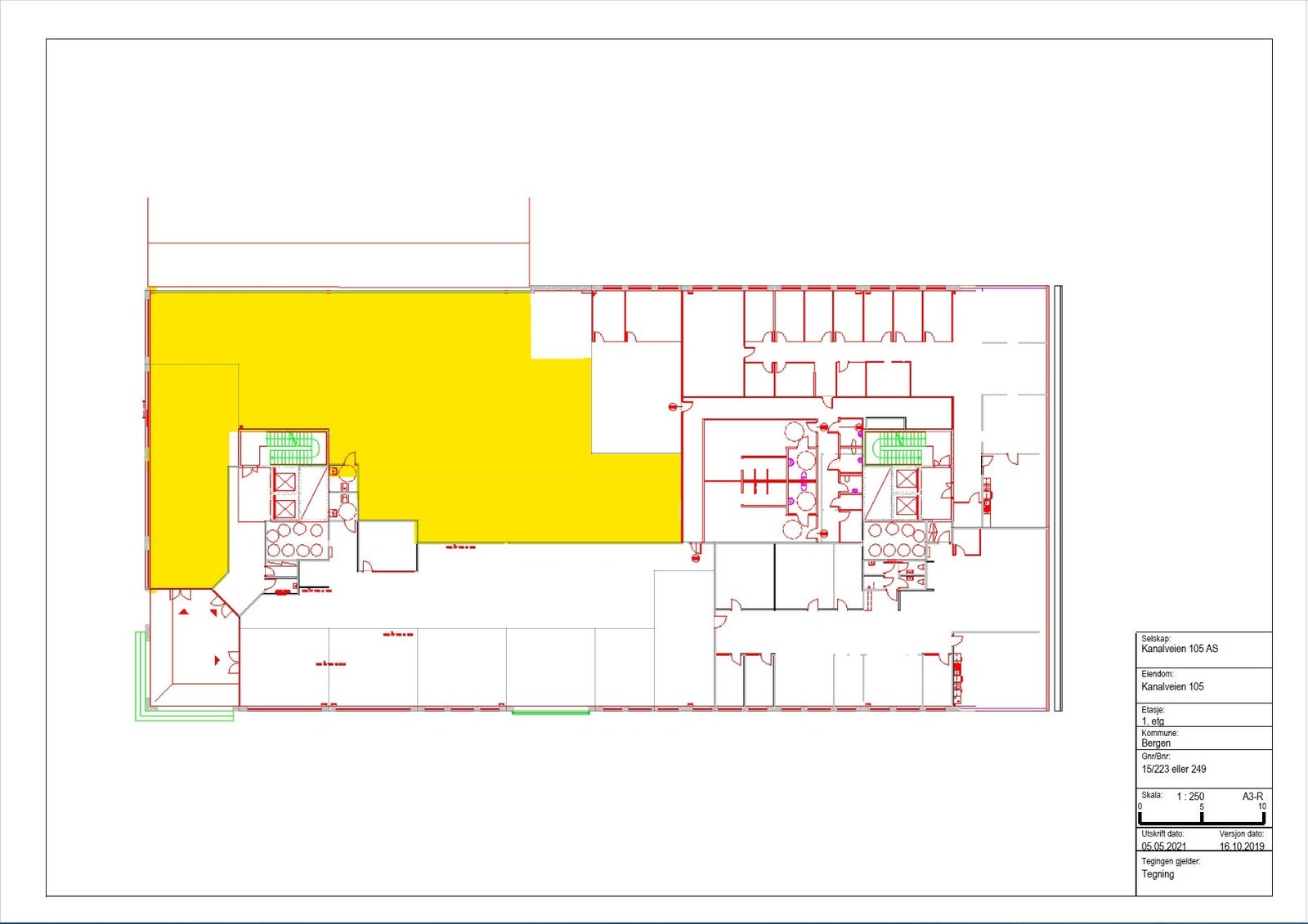Plantegning butikklokale, BTA ca. 800 m²