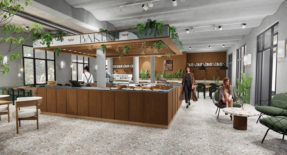 Illustrasjon på serveringslokale i Drivhuset Galleribilde