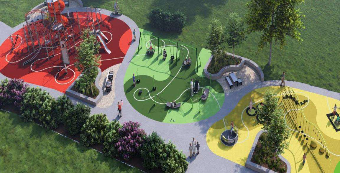 Askim har nylig fått 8 millioner fra Sparebankstiftelsen til prosjketet i Guderudparken. Parken utvides over deler av parkeringsplassen mellom dagens park og jernbanen - og det vil bli etablert en ny og større lekeplass. Galleribilde