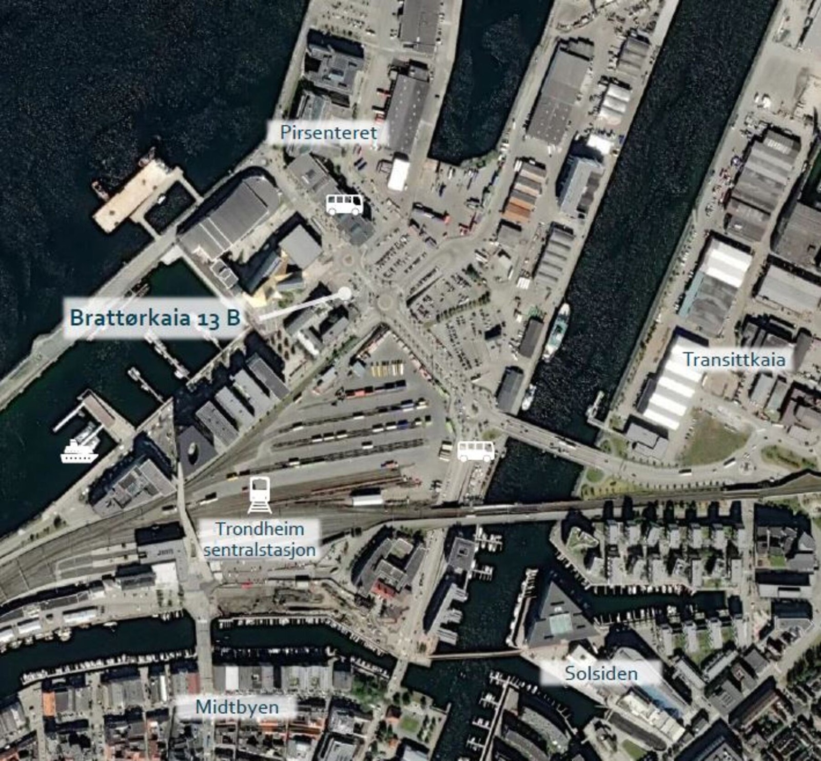 Plassering på Brattøra - tett på kollektive knutepunkt og kun få minutters gange fra Midtbyen. Galleribilde