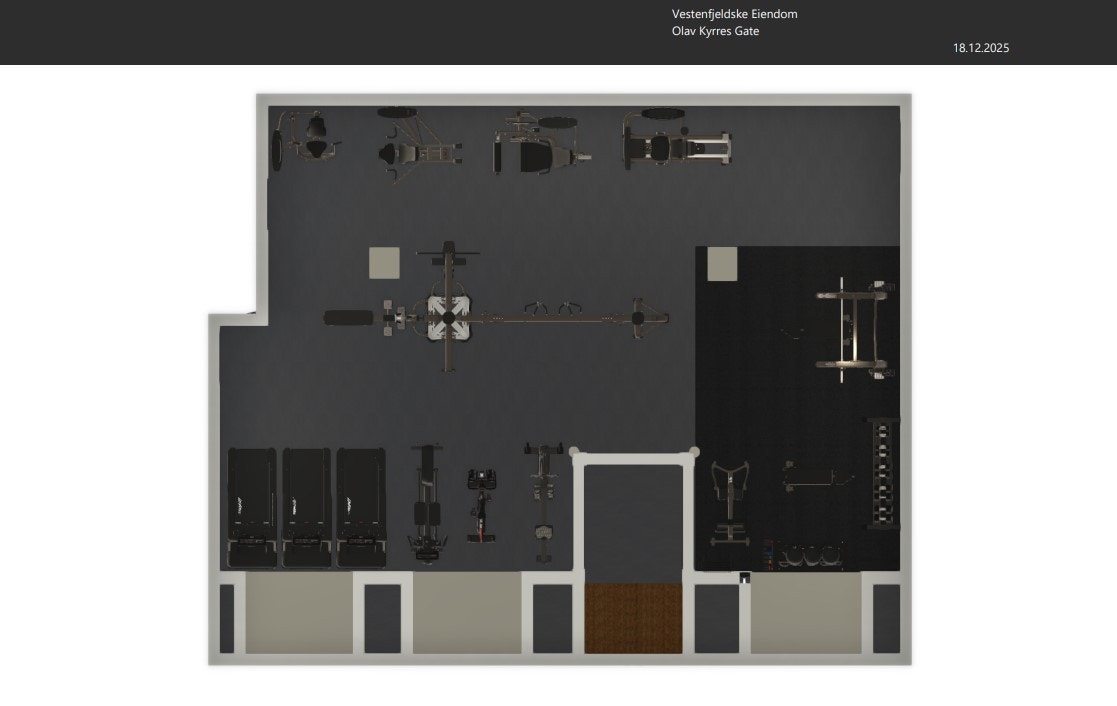 Treningsrom med fullt utstyr i plan U Galleribilde