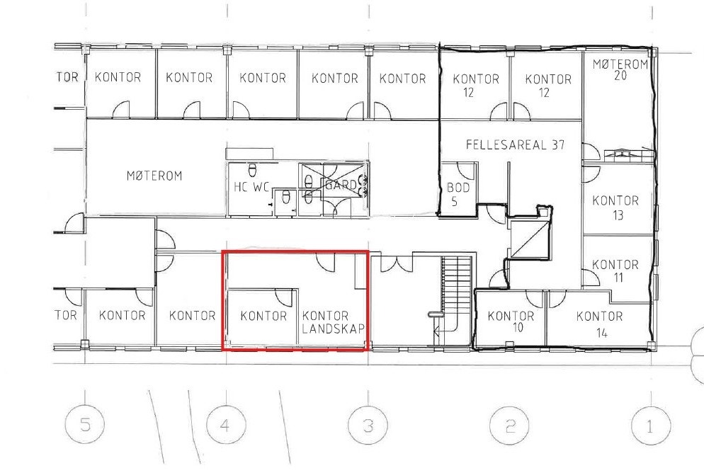 Ledig lokale er merket i rødt Galleribilde