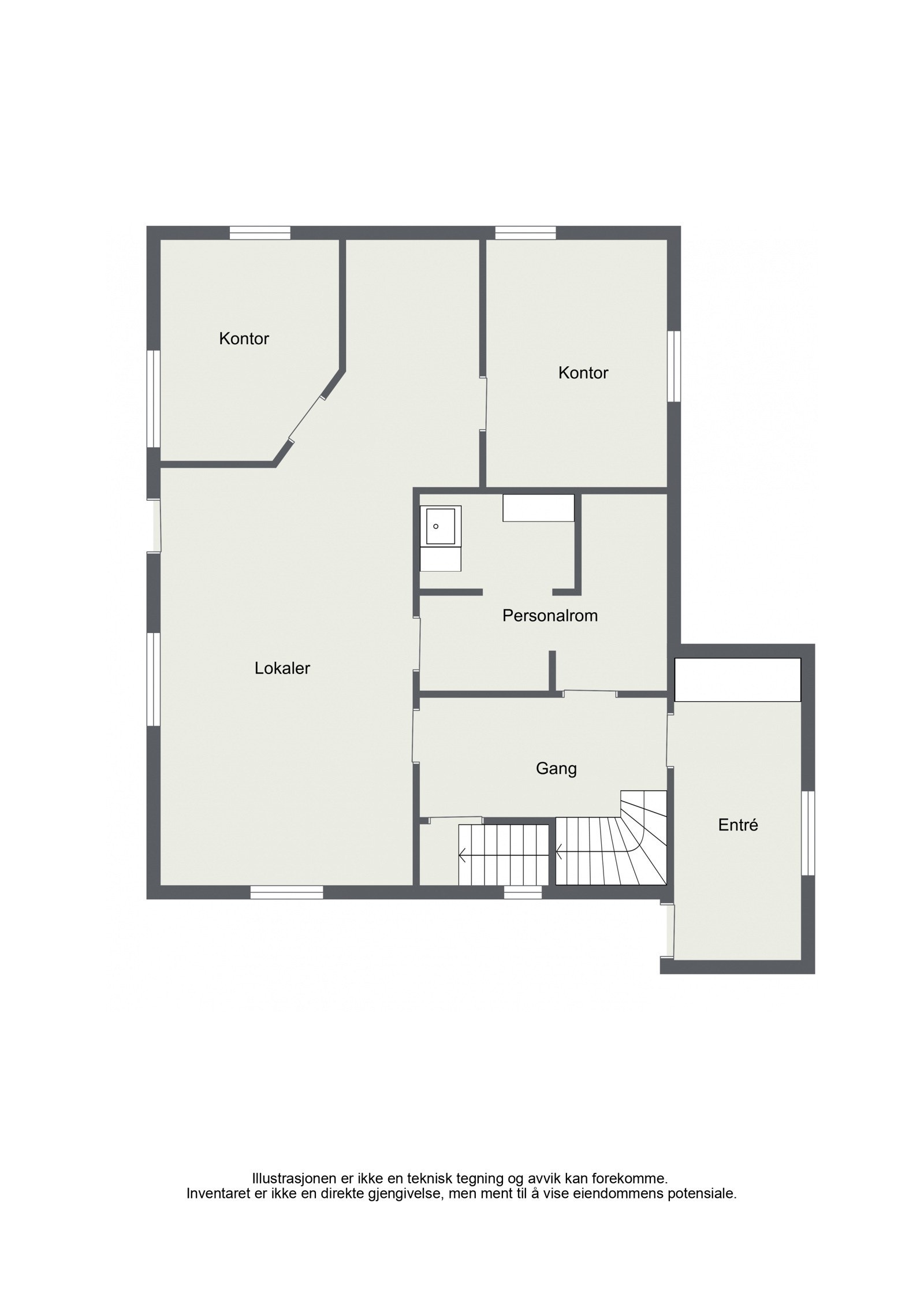 Plantegning 1. etasje. Galleribilde