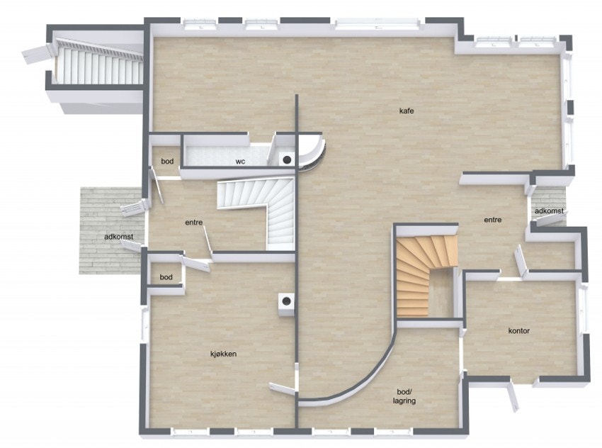 Plantegning 1. etasje Galleribilde