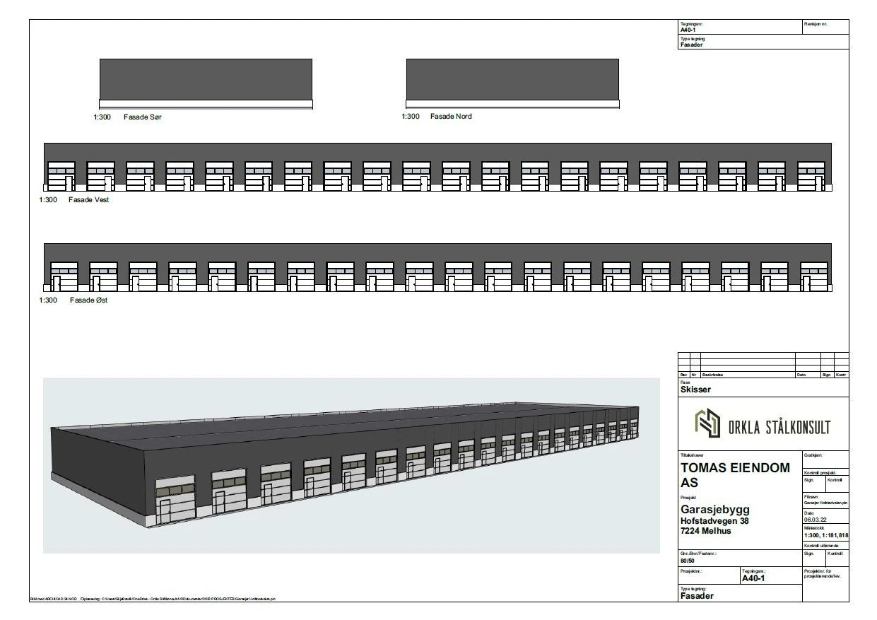 Det er tidligere laget en skisse på 40 lagerseksjoner på tomten Galleribilde