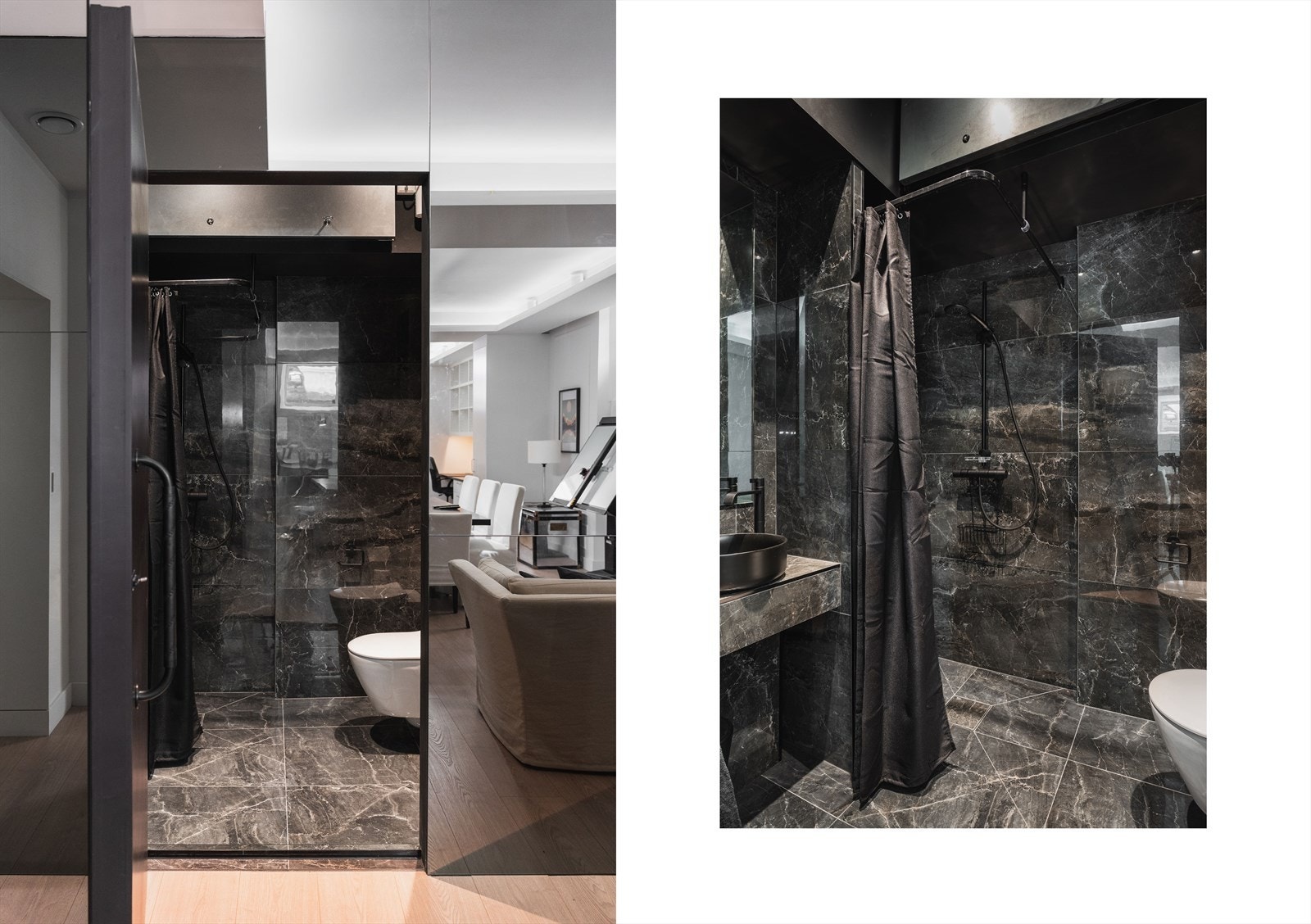 Badet har downlights i tak og varme i gulv. Galleribilde