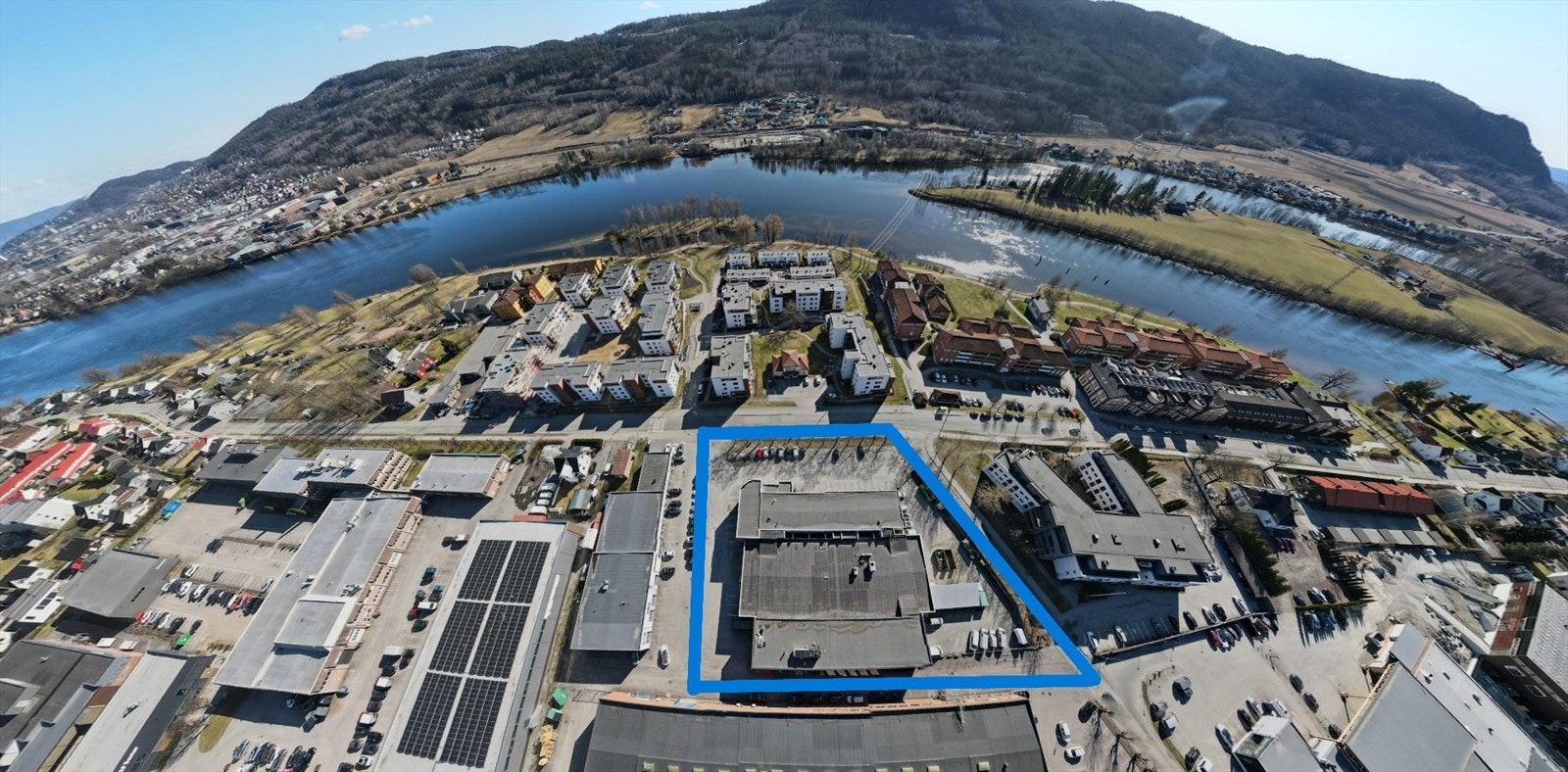 Dronebilde med markering Galleribilde