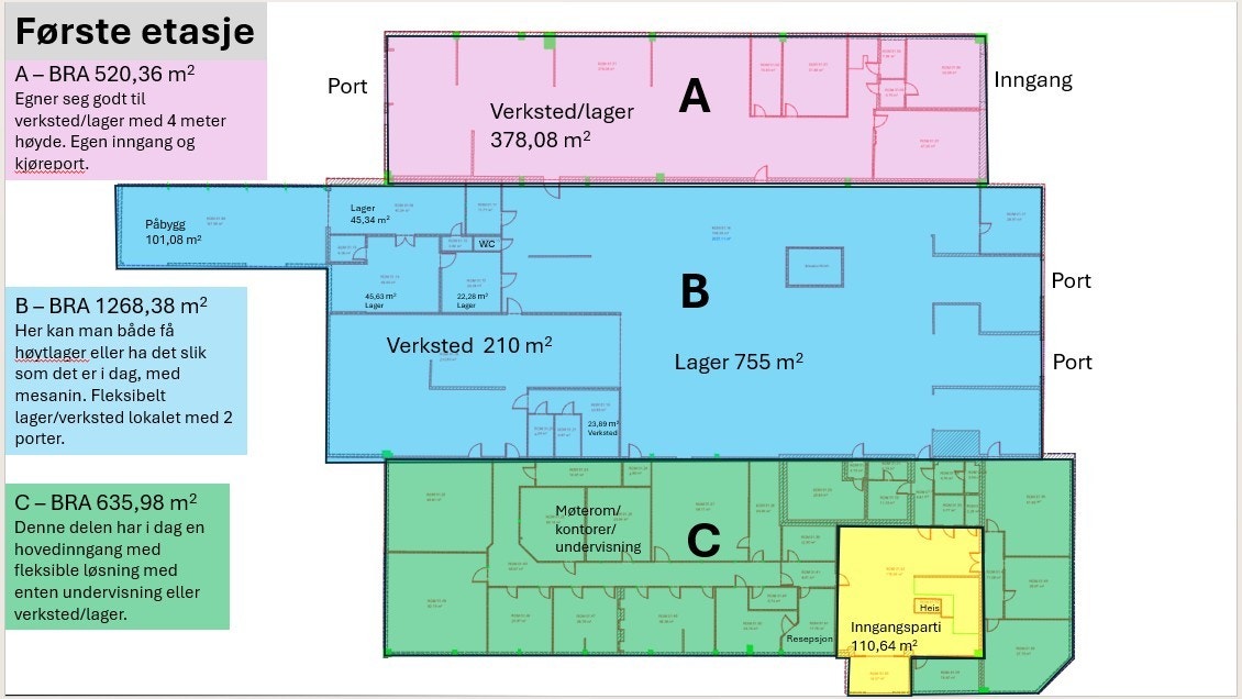Arealoversikt 1 etasje Galleribilde