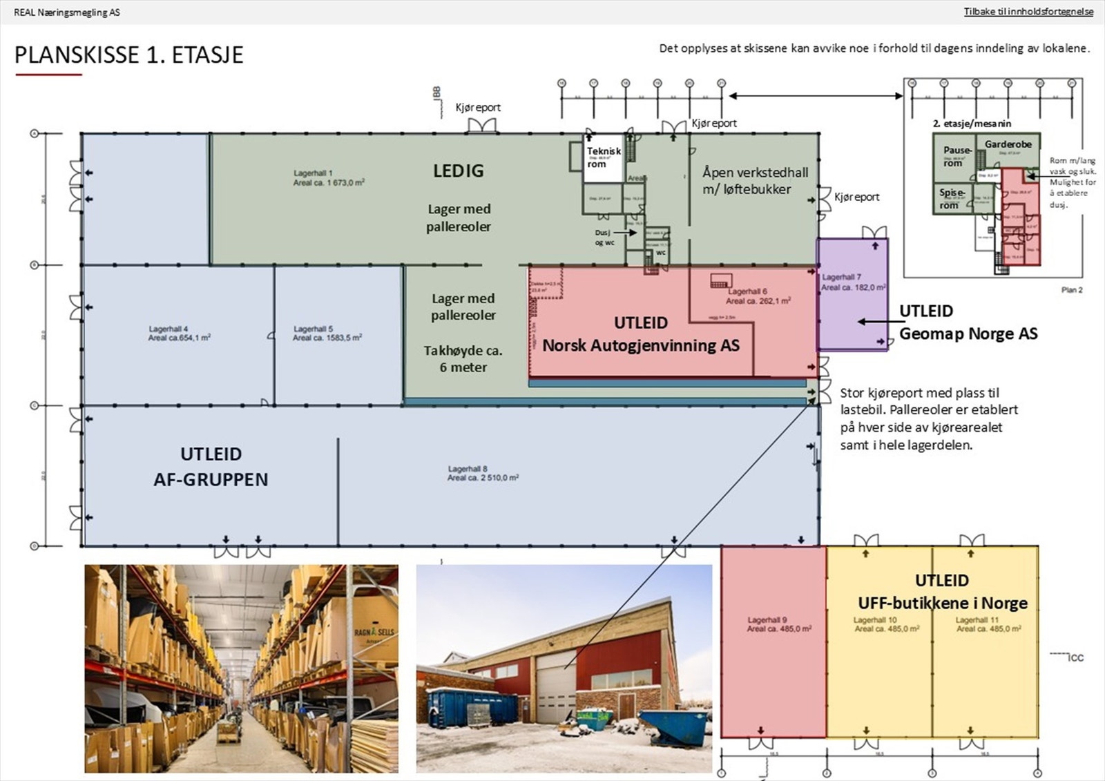 Planskisse 1. etasje og mesanin. Galleribilde