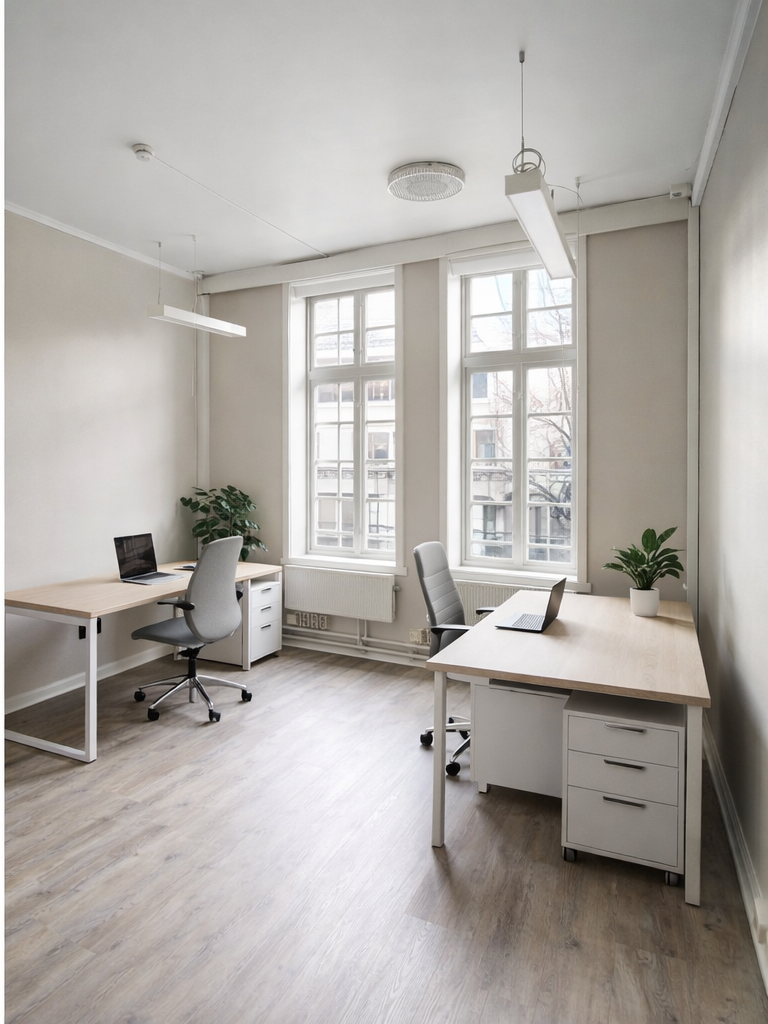 Teamkontor med plass til 2–3 arbeidsplasser og rikelig med dagslys Galleribilde