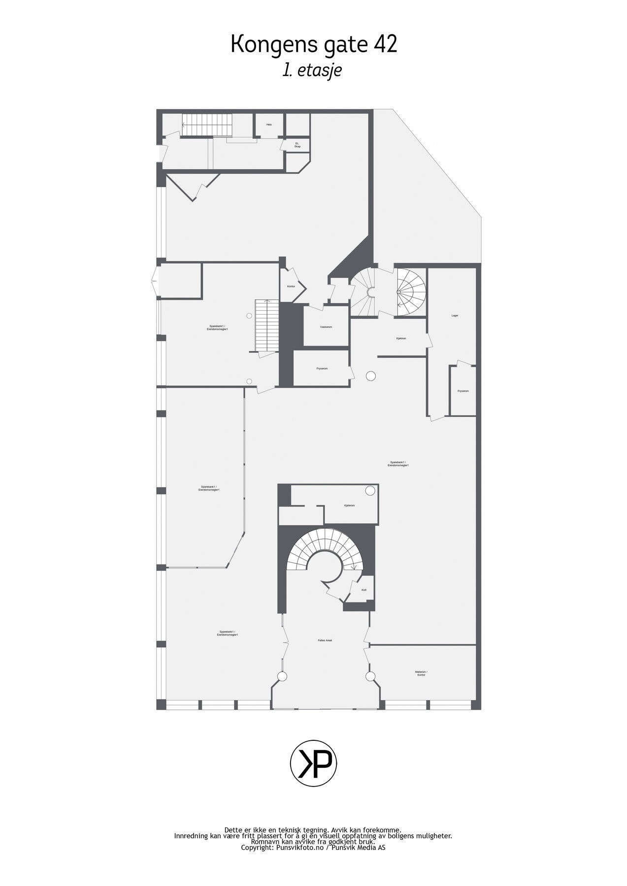 Plantegning Kongens gate 42 - 2D - 1etasje Galleribilde