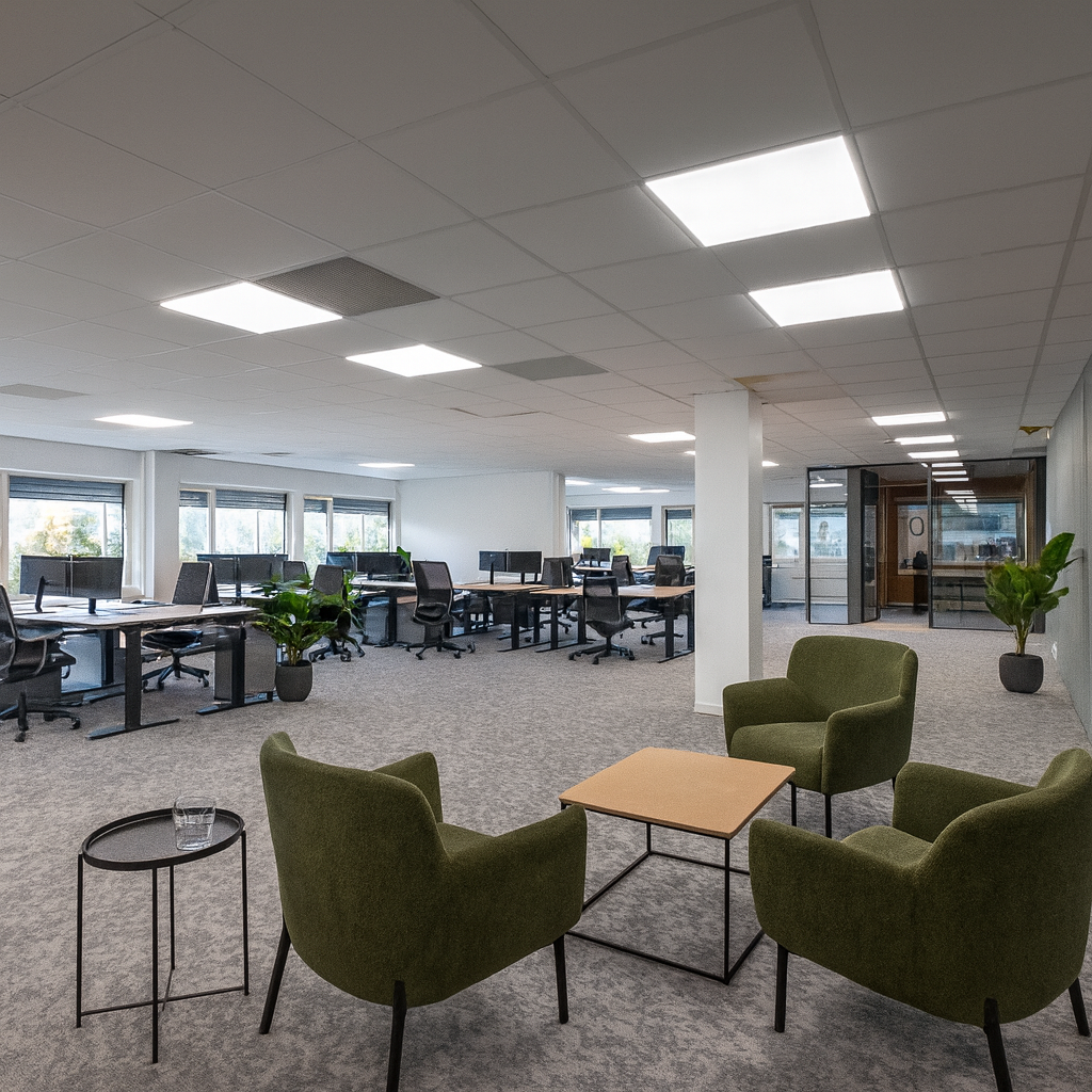 Representative lokaler klare for umiddelbar overtakelse. Møblering generert med AI, kun til illustrasjon. Galleribilde