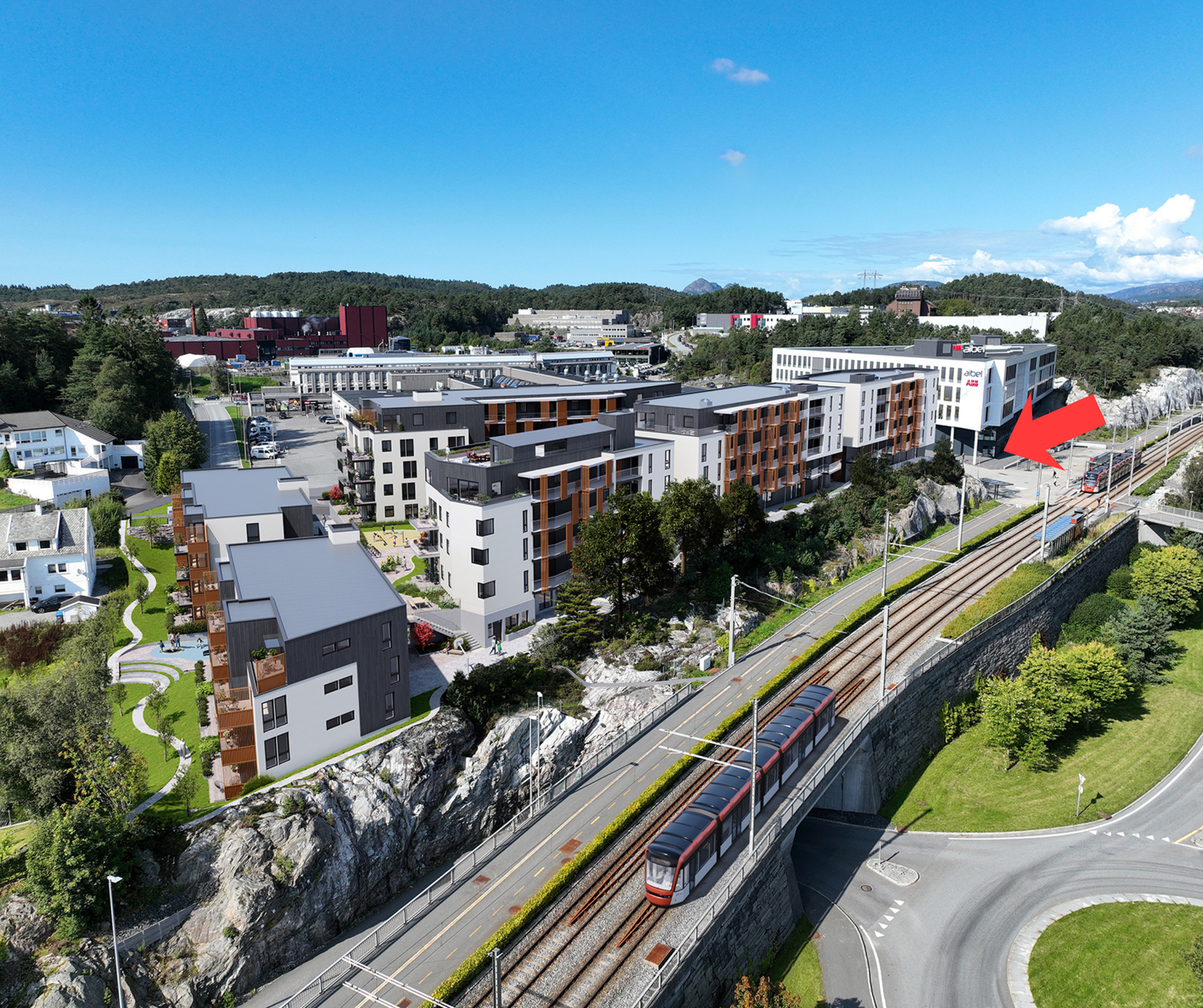 En lang rekke bedrifter og boliger i området her, og flere skal det bli..... Galleribilde