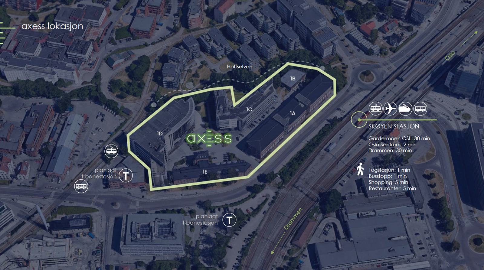 Eiendommen ligger meget sentralt - rett over veien for Skøyen Stasjon Galleribilde