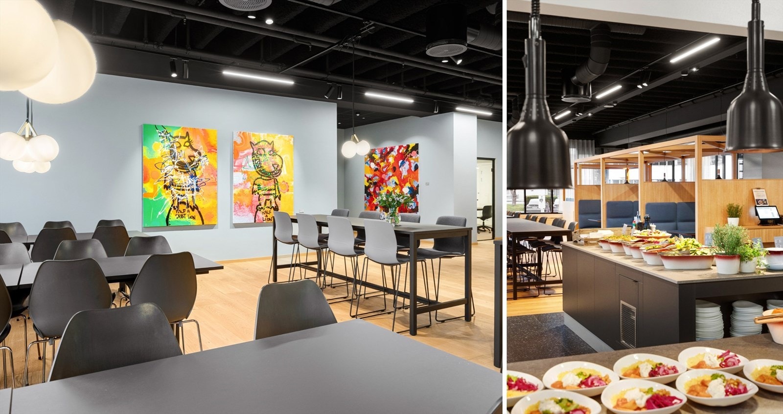 På plan 1 ligger byggets nyetablerte personalrestaurant Galleribilde