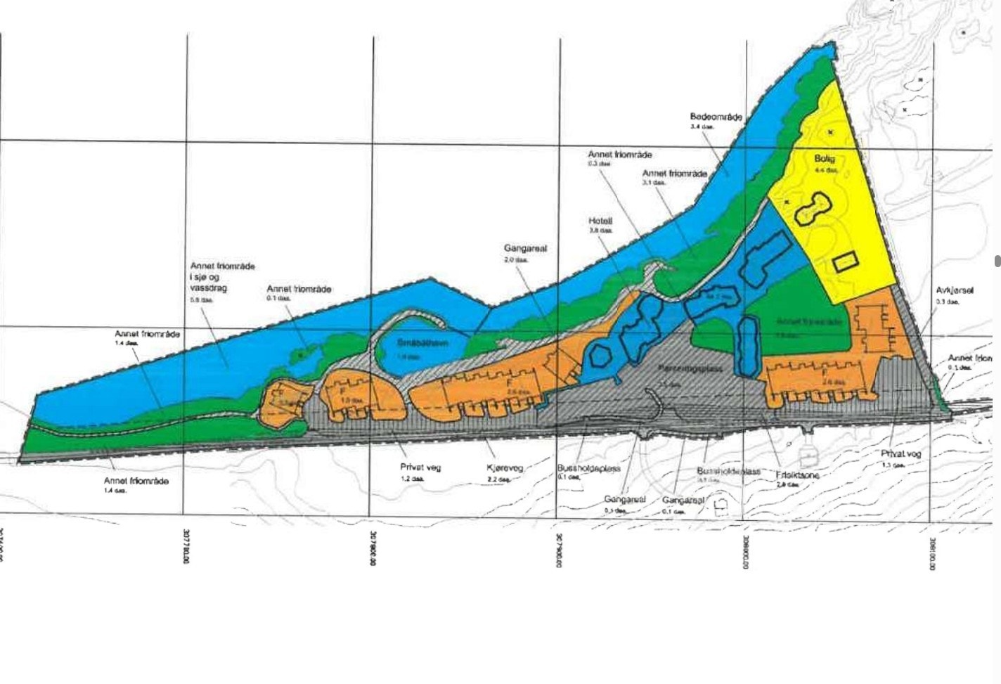 De oransje delene viser hva som er planlagt utskilt fra tomten Galleribilde