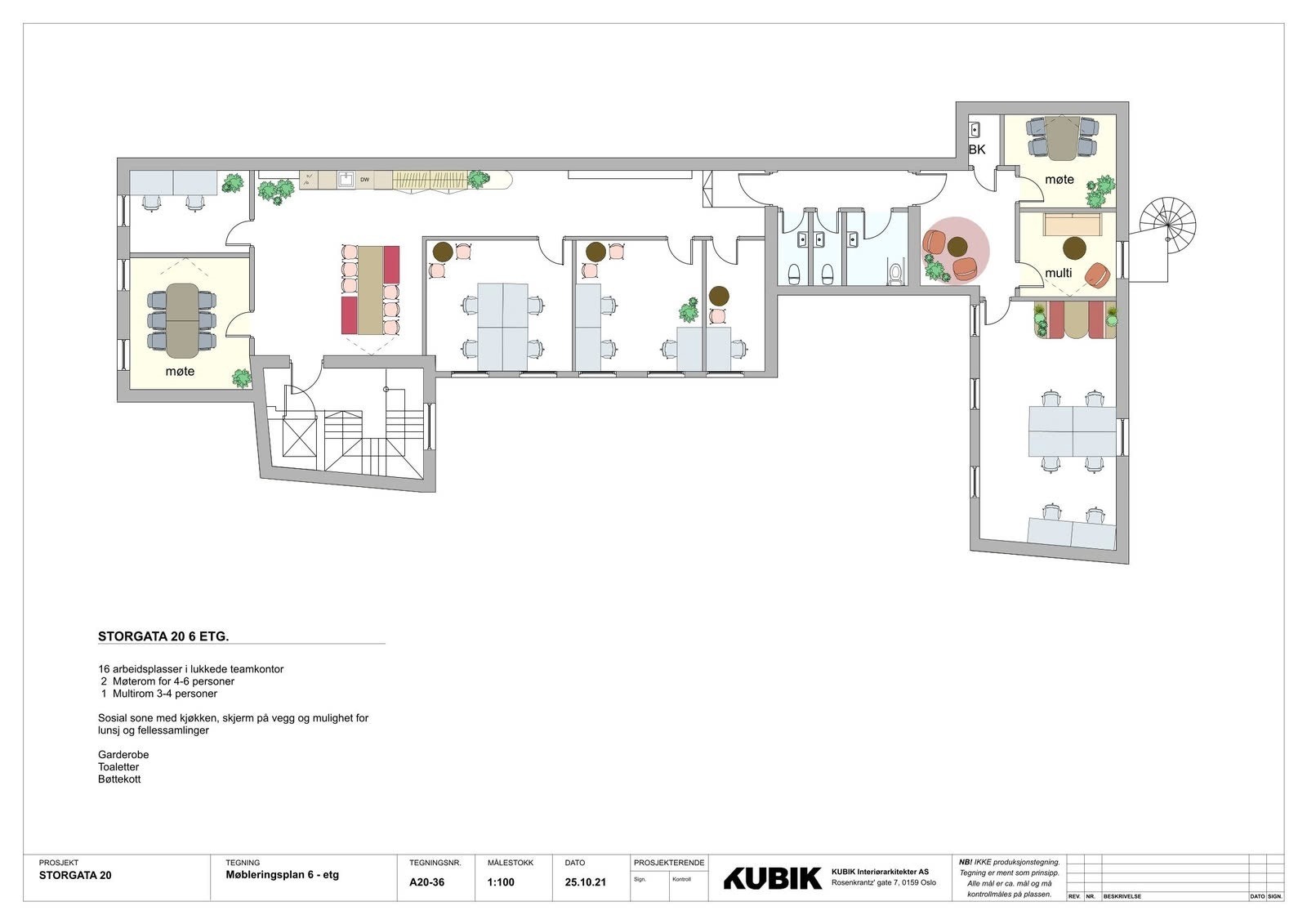Eksempel på plantegning - 6 etg Galleribilde