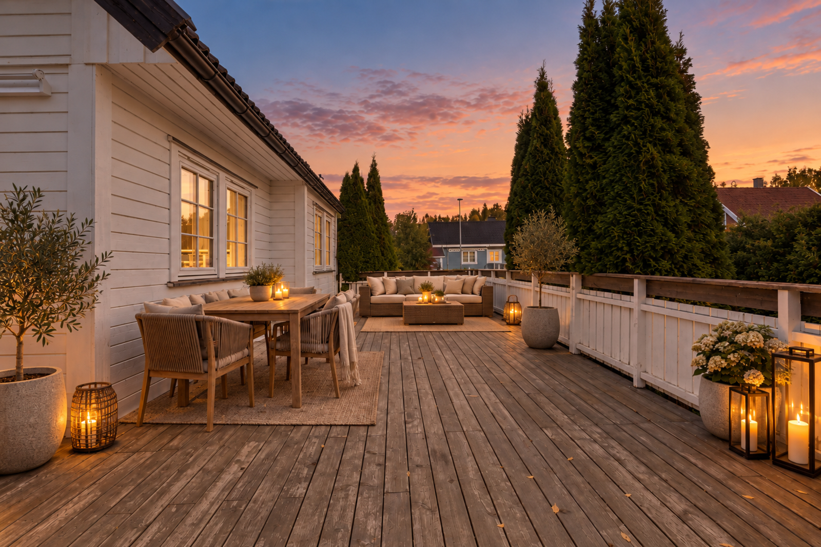 Eiendommen ligger i et etablert og barnevennlig boligområde på Jessheim. Dette bildet er ryddet og redigert med Ai Galleribilde