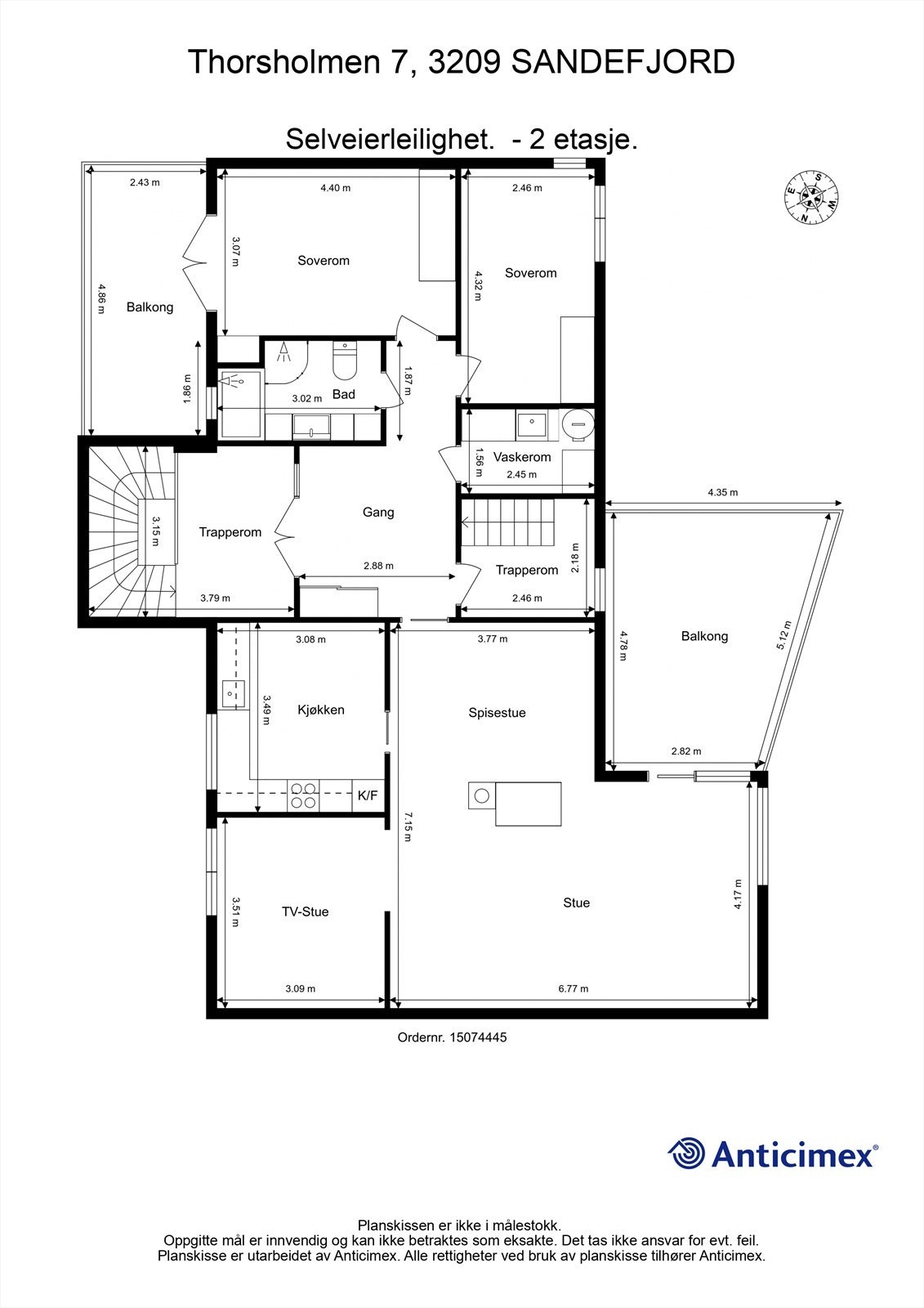 Plantegning 2.etasje ( hovedetasjen til leiligheten ) Galleribilde