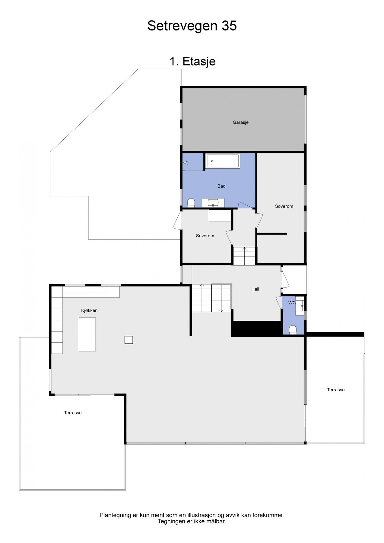 Plantegning hovedetasje (2D). Galleribilde