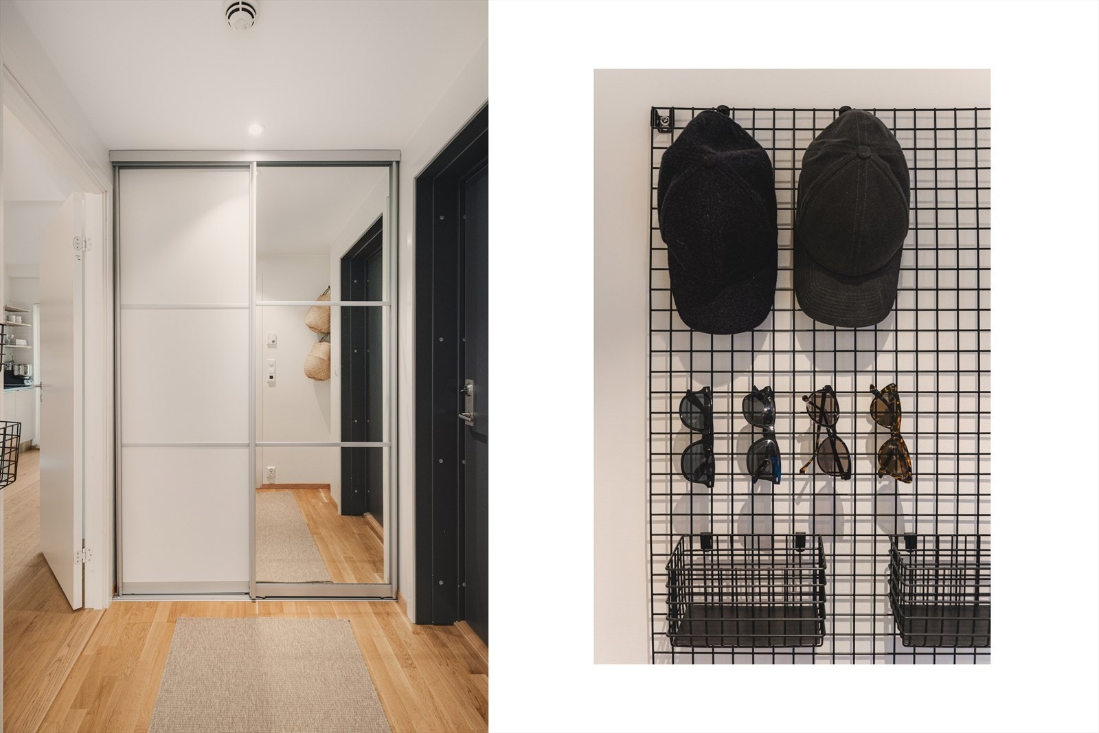 Romslig vindfang med praktisk skyvedørsgarderobe. Galleribilde