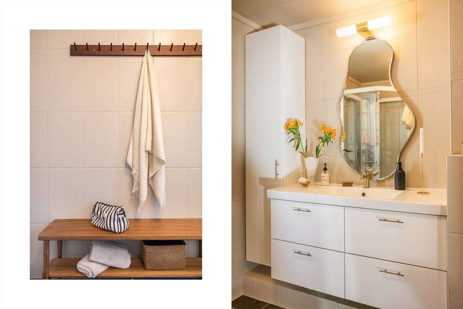 Badet har gode oppbevaringsmuligheter med både romslige skuffer og høyskap. Galleribilde