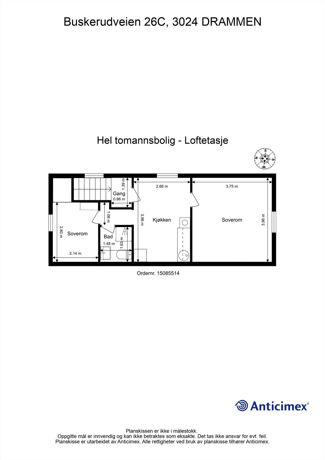 Plantegning - Loftsetasje. Galleribilde