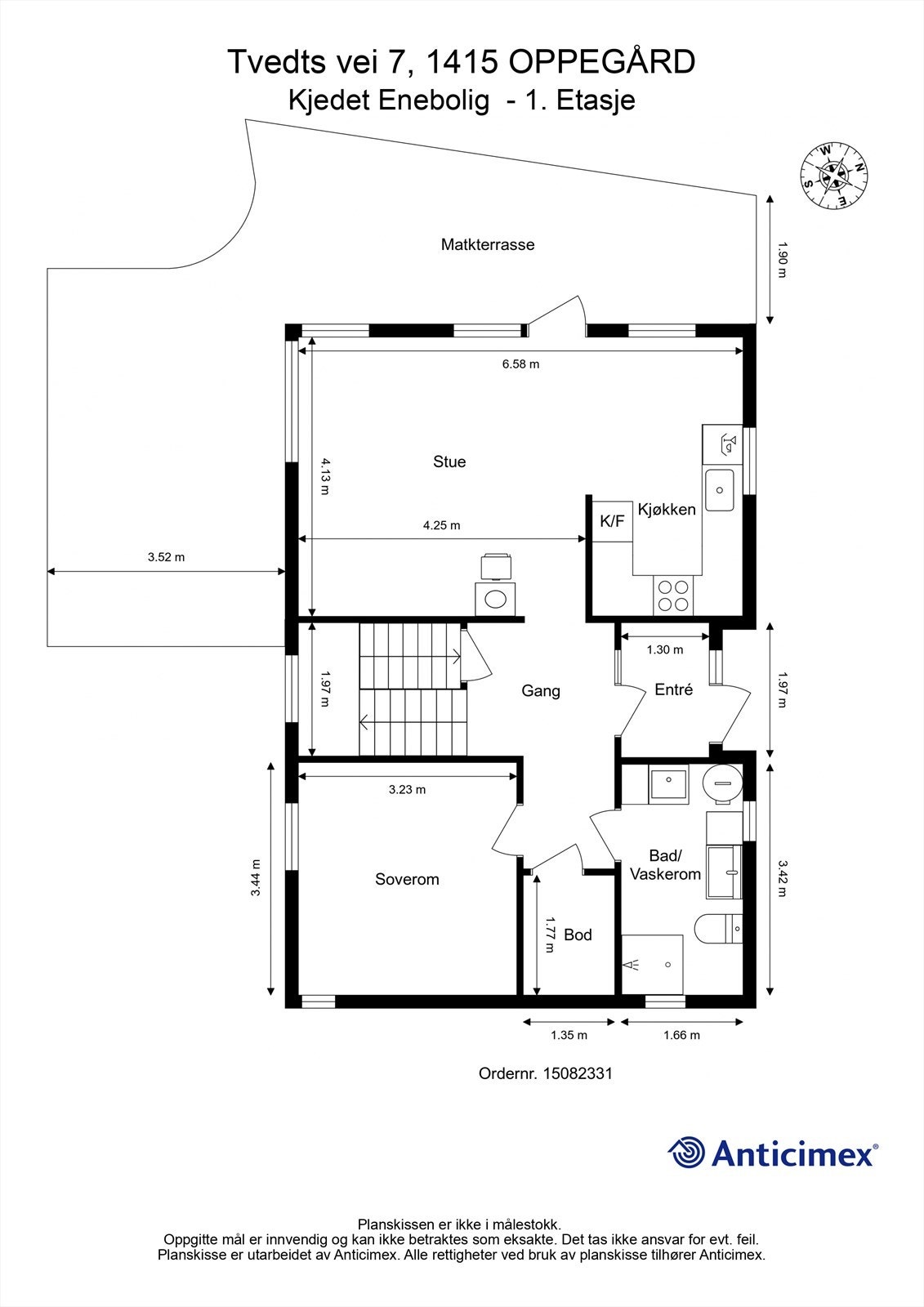 Vi starter med plantegningen i 1. etasje slik at du får orientert deg i boligen! Galleribilde
