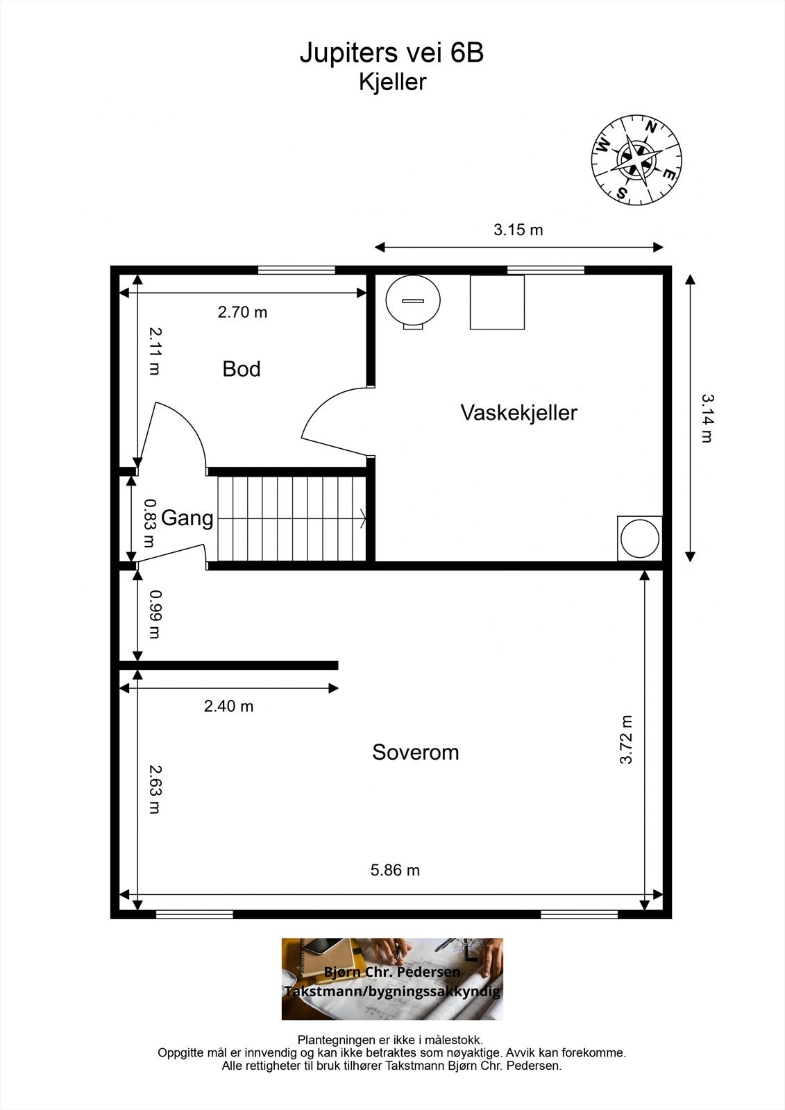 Plantegning kjeller ( soverom er ikke godkjent til dagens bruk ) Galleribilde