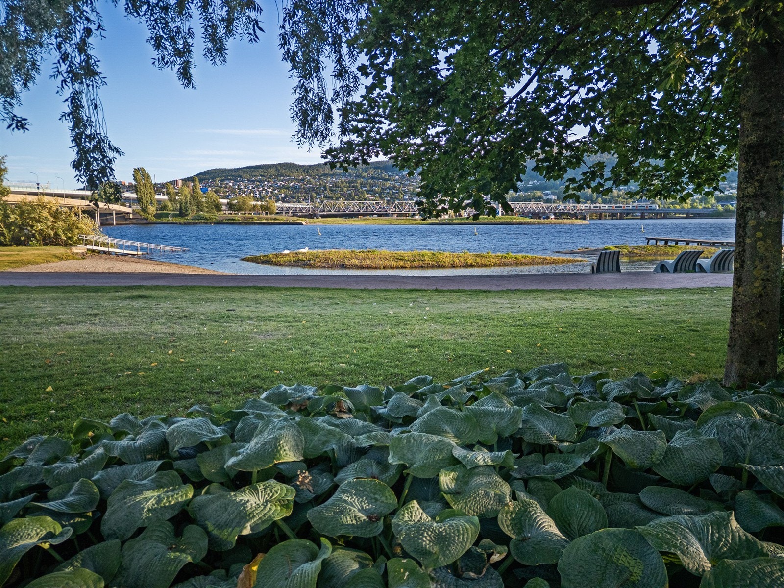 Nyt rolige dager langs elvebredden, kun et steinkast fra egen dør. Galleribilde