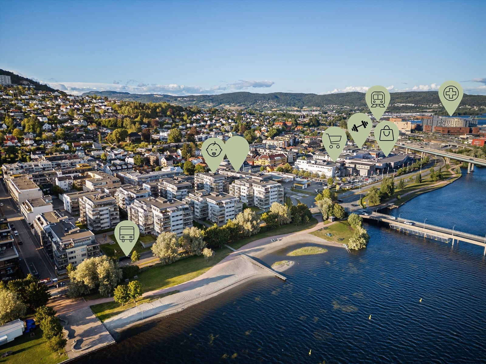 Leiligheten ligger sentralt til ved Bragernes strand, med kort vei til alt Drammen har å by på.
Foto: Ole Thoresen Galleribilde